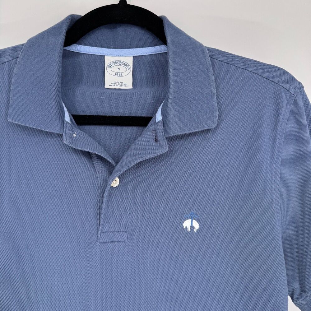 Brooks Brothers 1818 Polo Shirt Mens Small Blue Slim Fit Cotton